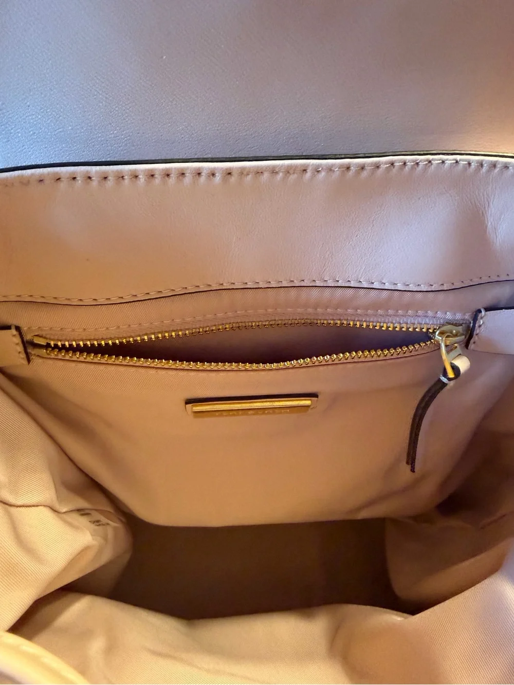 Tory Burch Cream Quilted Tassel Leather Backpack with Gold Chain